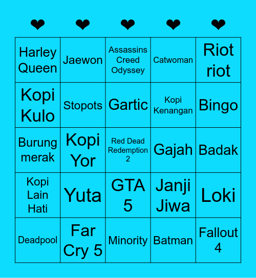 ❤ Bingo Card
