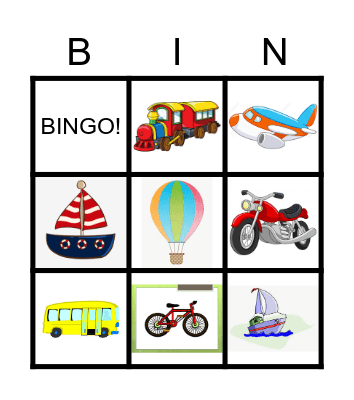 Means of transport Bingo Card
