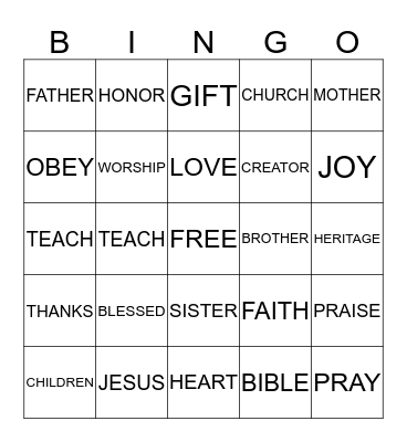 Jesus Loves the Little Children Bingo Card
