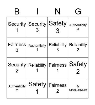 Community Standards Bingo Card