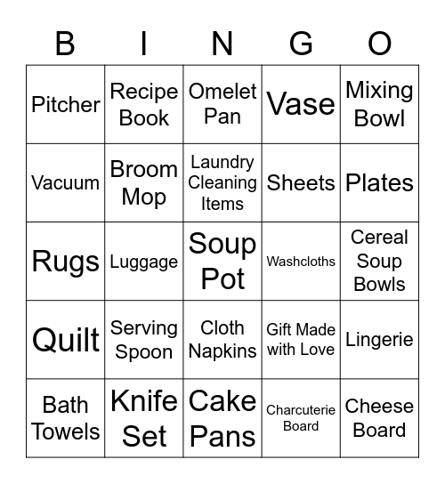 Melissa, Bride To Be Bingo Card