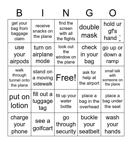 julia flies to seattle bingo! Bingo Card