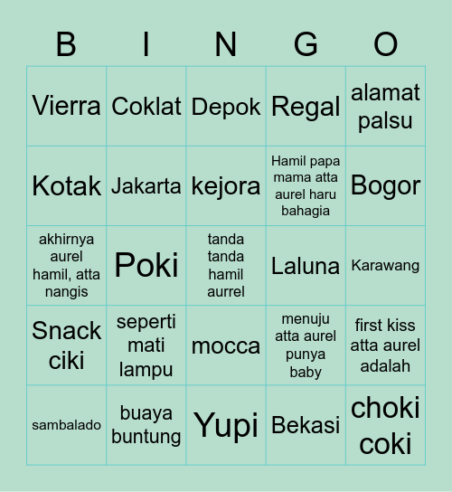 Nini Bingo Card