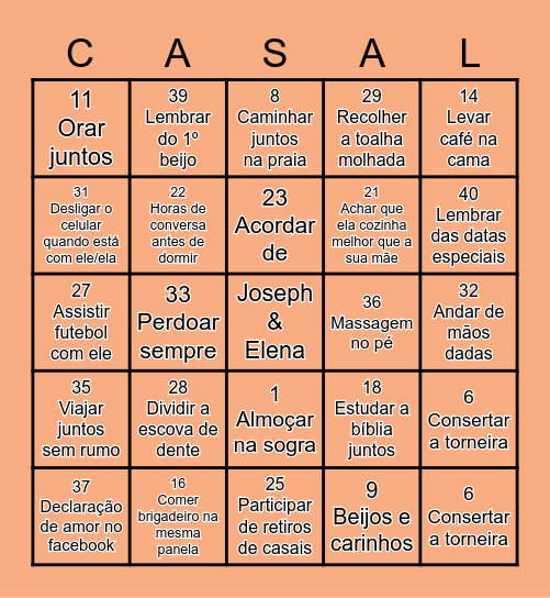 CASAMENTO É... Bingo Card