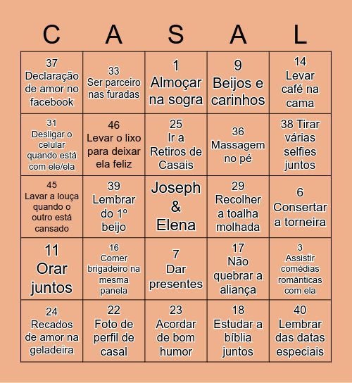 CASAMENTO É... Bingo Card