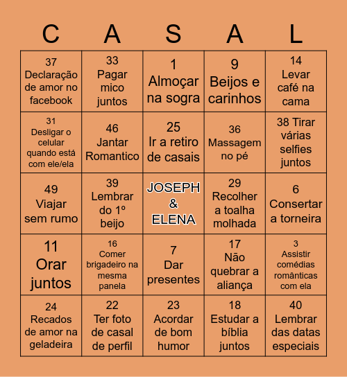 CASAMENTO É... Bingo Card