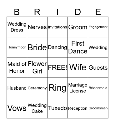 Wedding Bingo Card