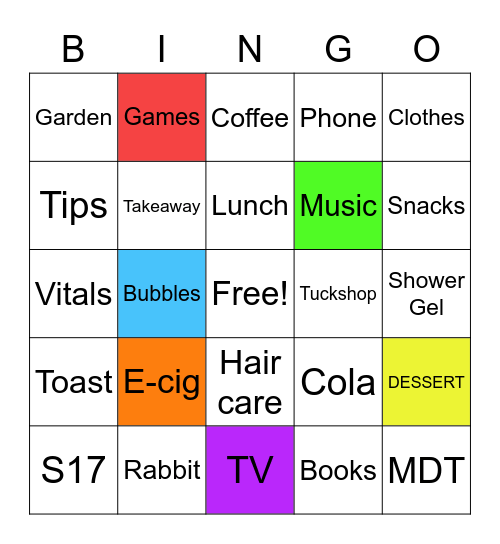 Acorn Bingo Card