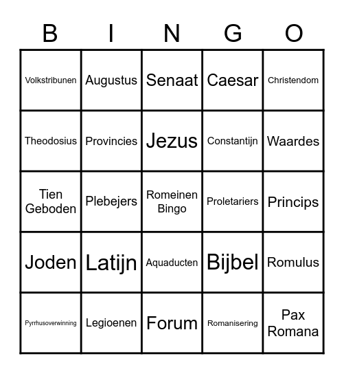 Romeinen Bingo 1 Bingo Card