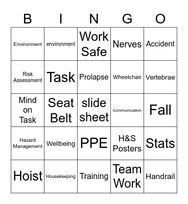 Health and Safety Bingo Card