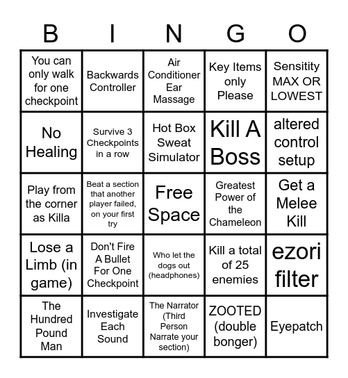 RE8 BINGO Card
