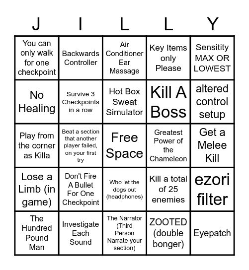 RE8 BINGO Card