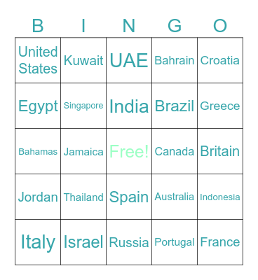 Judy’s Country Bingo Card