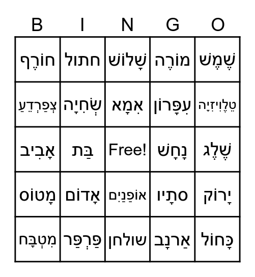 BB Vocab game 1 Bingo Card
