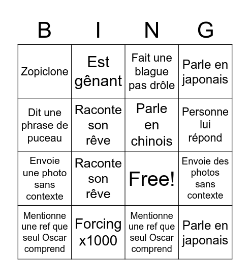 Marco says Bingo Card