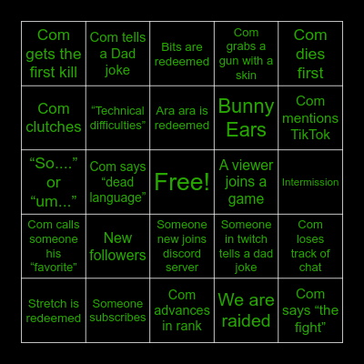 STREAM BINGO Card