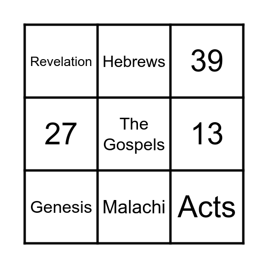 Books of the Bible Bingo Card