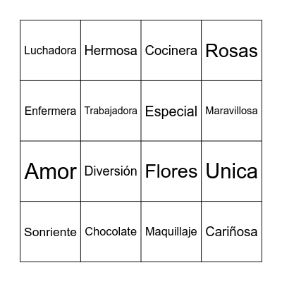 Día de las Madres Bingo Card