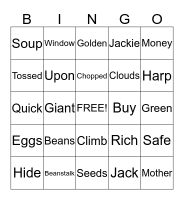 Jack and the Beanstalk  Bingo Card