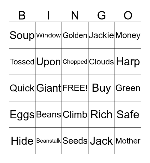 Jack and the Beanstalk  Bingo Card