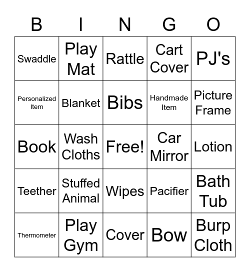 Baby Sprinkle Bingo Card