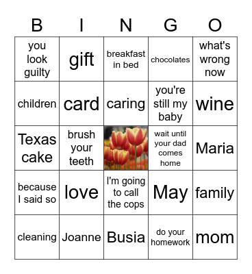 Mother's Day Bingo Card