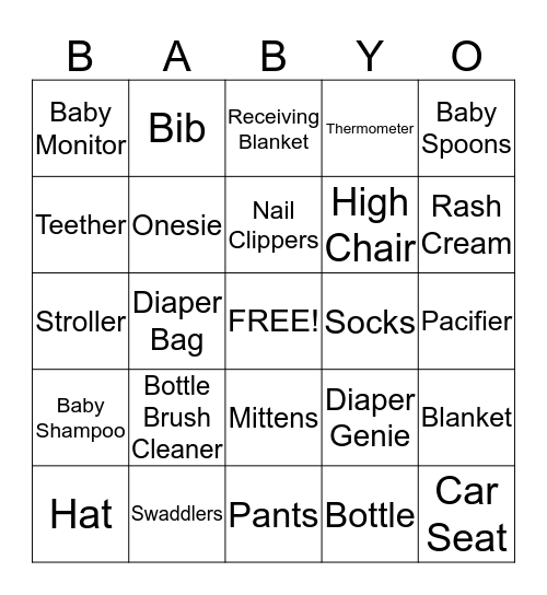 Nicole's Baby Shower Bingo! Bingo Card