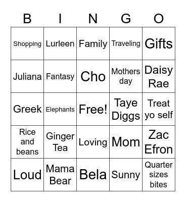 Mothers Day 2021 Bingo Card