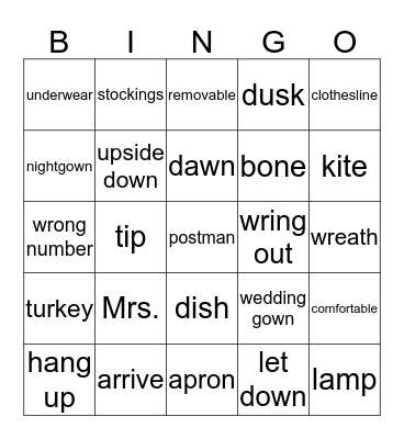 Mrs. McNosh Hangs Up Her Wash Bingo Card