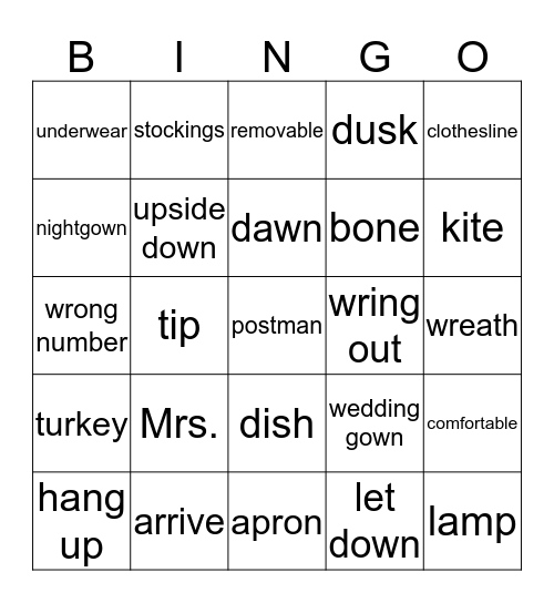 Mrs. McNosh Hangs Up Her Wash Bingo Card