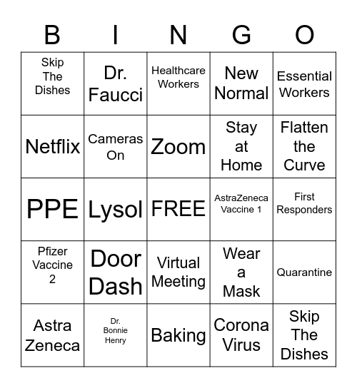 COVID-19 BINGO Card