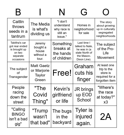 Mother's Day Bingo Card