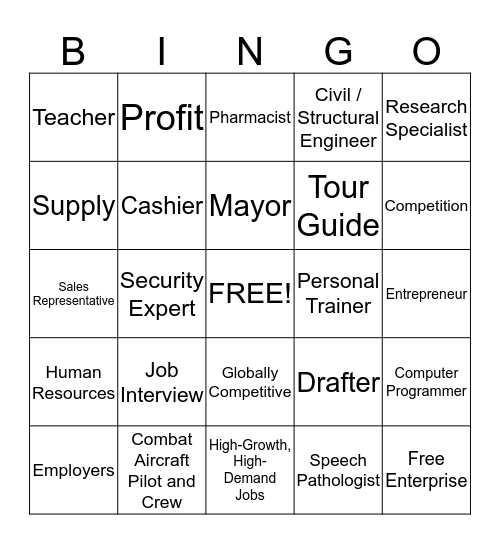 Junior Achievement: "Our Nation" Bingo Card