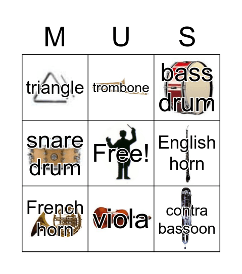 Orchestra Bingo Card