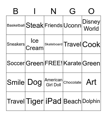 Madalyne 7th Birthday BINGO Card