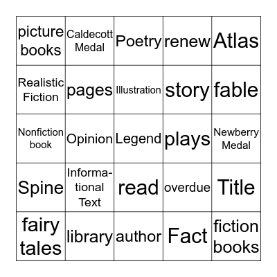LIBRARY WORDS BINGO Card