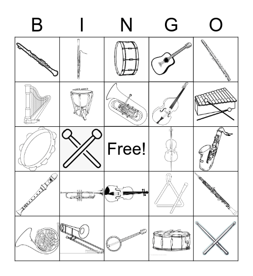 Instrument Bingo Card
