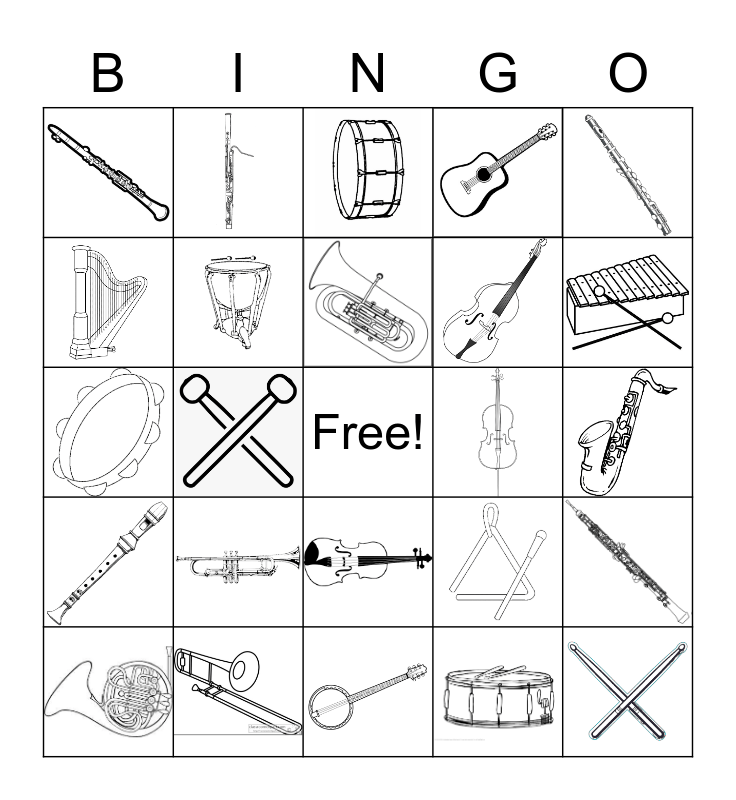 Instrument Bingo Card