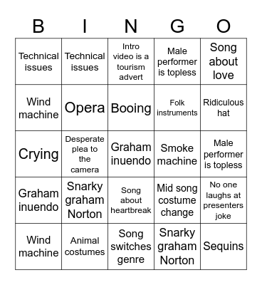 Eurovision Bingo! Bingo Card