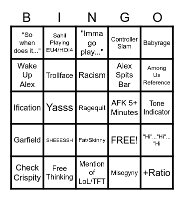 Idiocracy Bingo Card