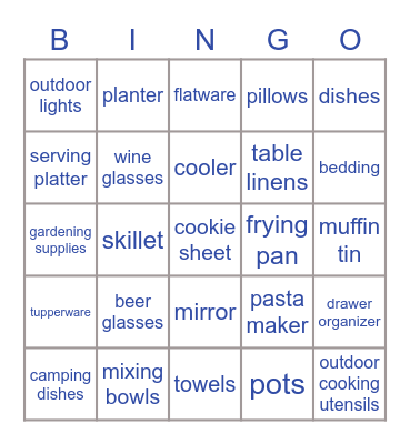 Molly's Bridal Shower Bingo Card