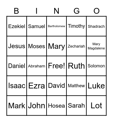 Bible Characters Bingo Card
