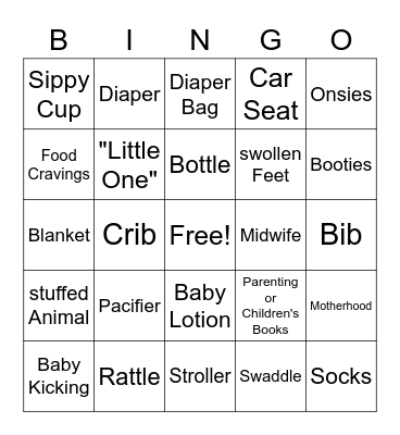 Baby Shower Bingo Card