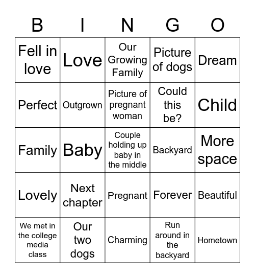 Home offer love letter bingo Card