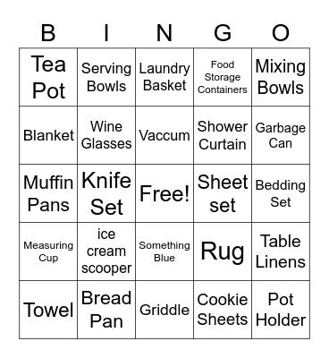 BRIDAL SHOWER BINGO Card