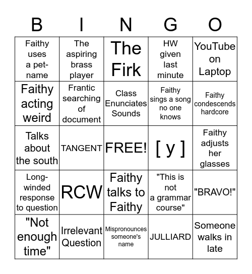 diction bingo Card