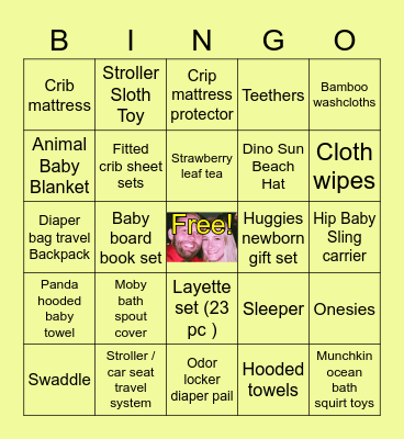 Thrasher Baby Shower Bingo Card