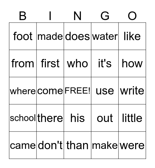 Monday March 2nd, 2015!  Bingo Card
