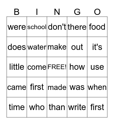 Monday March 2nd, 2015!  Bingo Card