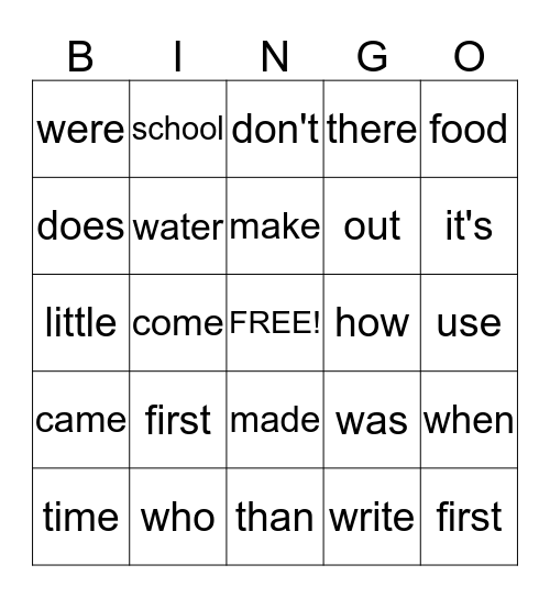 Monday March 2nd, 2015!  Bingo Card